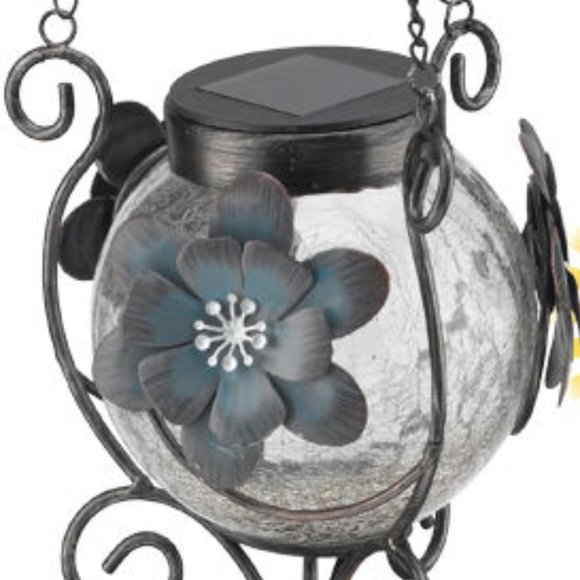 Refined Solar Blue Lantern with Bells & Flower NEW - Picture 2 of 3